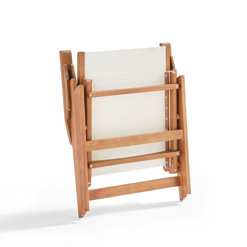 Fauteuil relax en bois d'eucalyptus avec repose-pieds