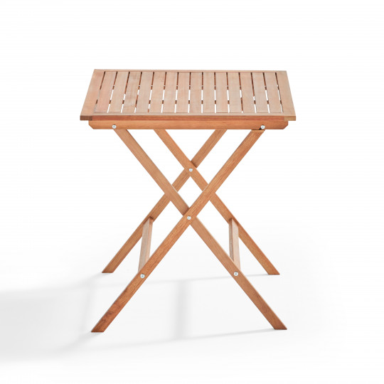 Table bistrot pliante carrée (70x70x75) en bois d'eucalyptus