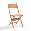 Table rectangulaire pliante (140x70x76) + 4 chaises pliantes en bois d'eucalyptus