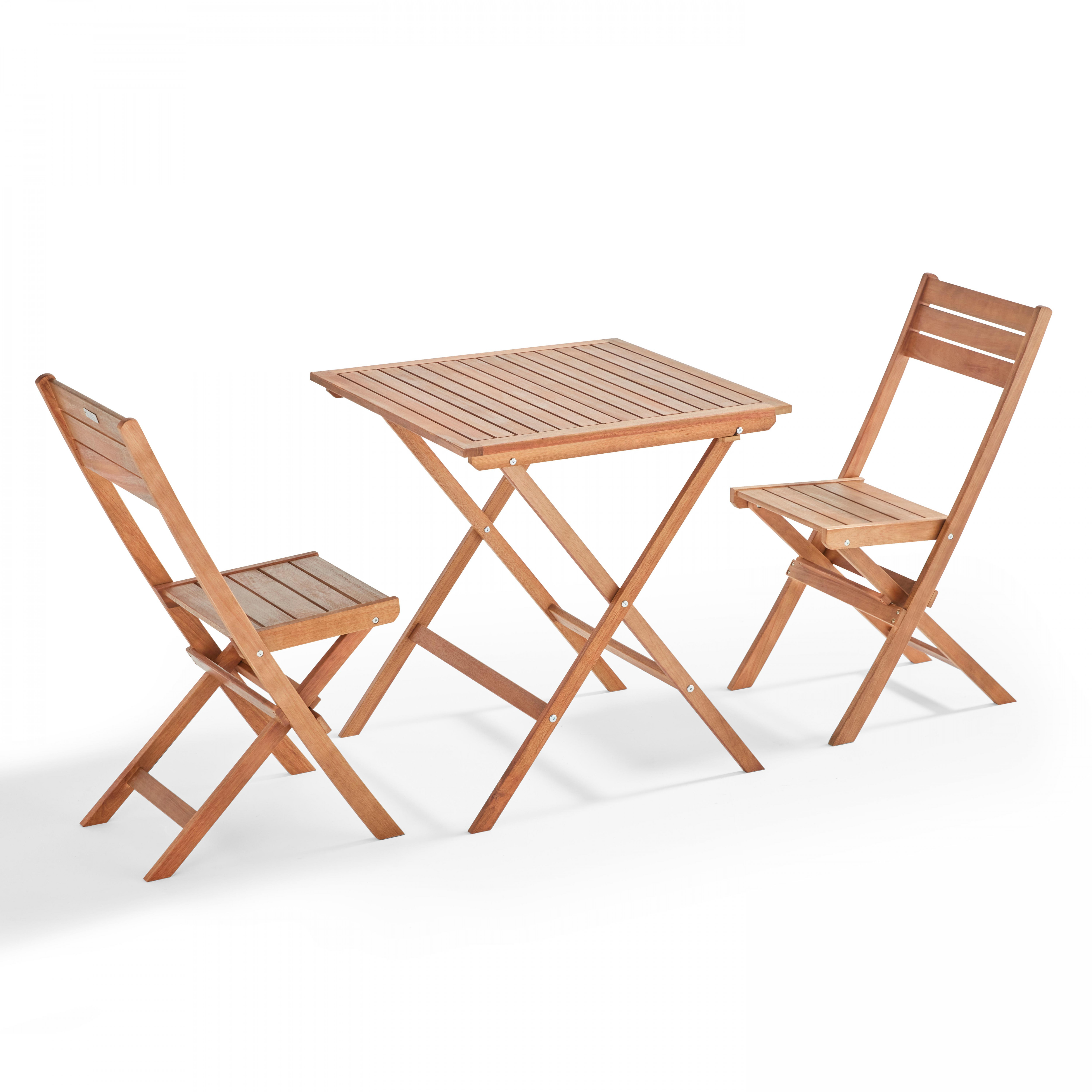 Ensemble table et chaise de jardin pliante en bois d'eucalyptus