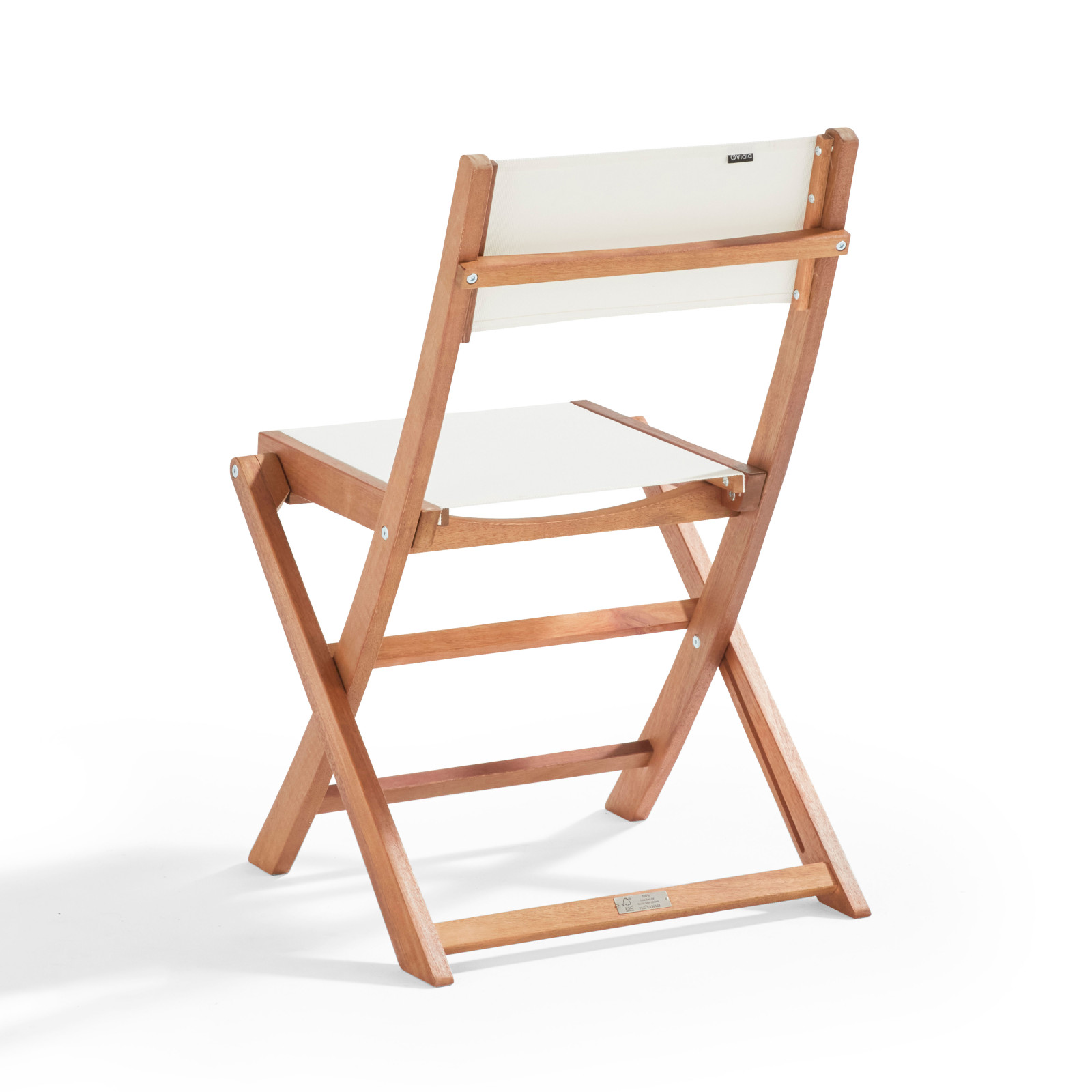 Lot de  2 chaises pliantes en bois d'eucalyptus + Textilène
