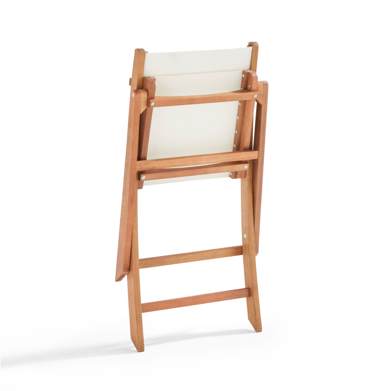 Lot de  2 chaises pliantes en bois d'eucalyptus + Textilène