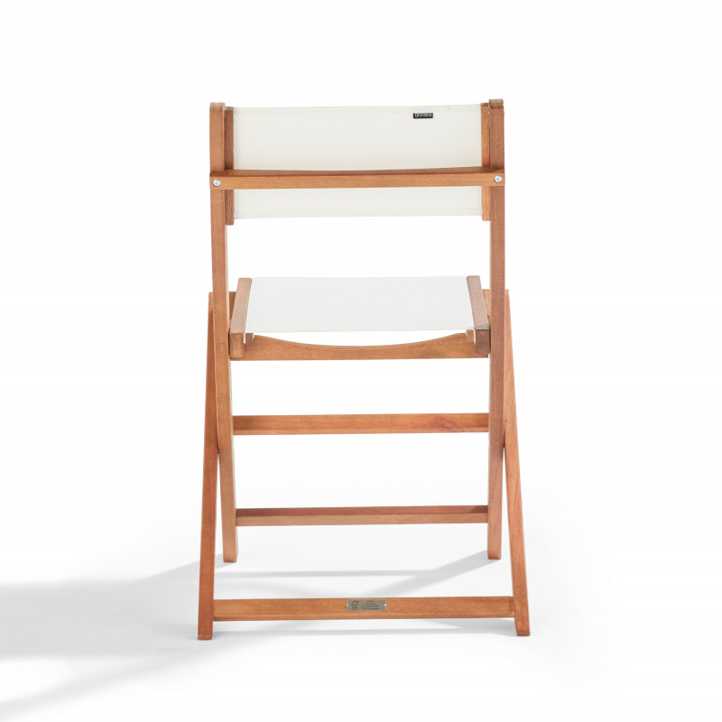 Lot de  2 chaises pliantes en bois d'eucalyptus + Textilène