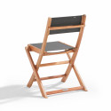 Lot de  2 chaises pliantes en bois d'eucalyptus + Textilène