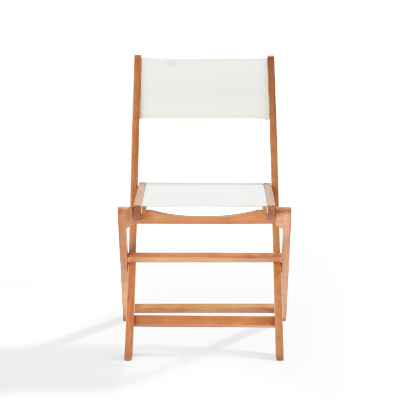 Lot de  2 chaises pliantes en bois d'eucalyptus + Textilène