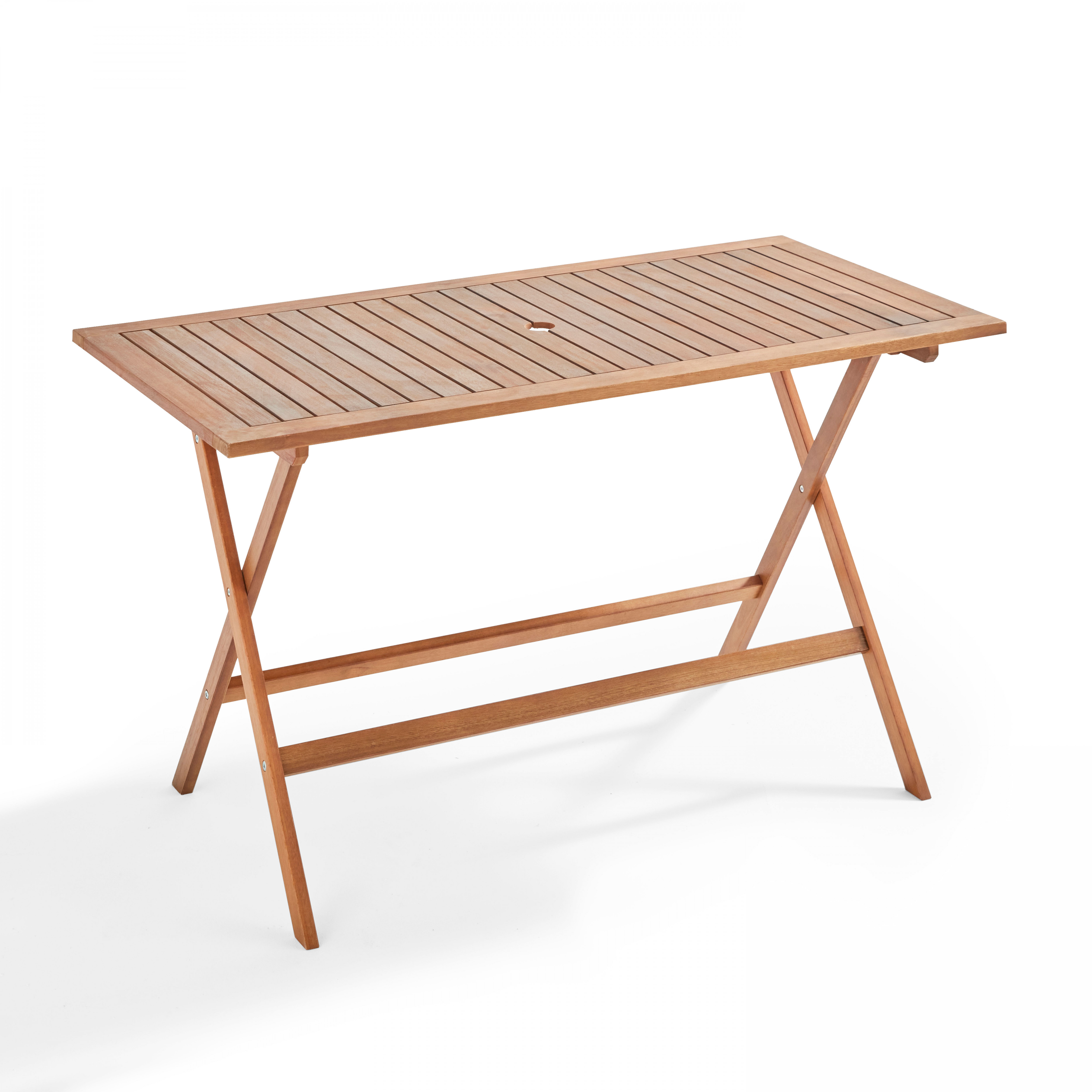 Table rectangulaire pliante (140 x 70 x 76 cm) en bois d'eucalyptus