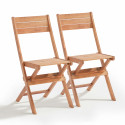 Lot de 2 chaises pliantes en bois d'eucalyptus