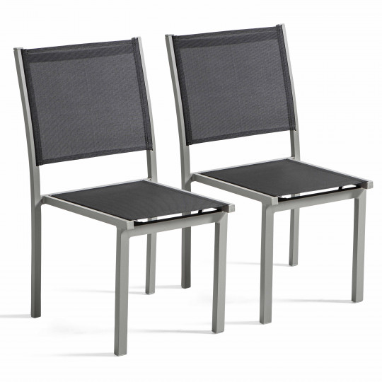 Chaises de jardin en aluminium et textilène - Lot de 2 | Oviala