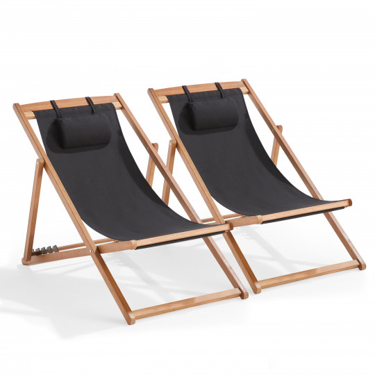 Lot de 2 chiliennes en eucalyptus inclinables