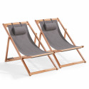 Lot de 2 chiliennes en eucalyptus inclinables