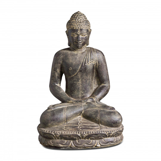 Statue de jardin bouddha assis en pierre 60cm