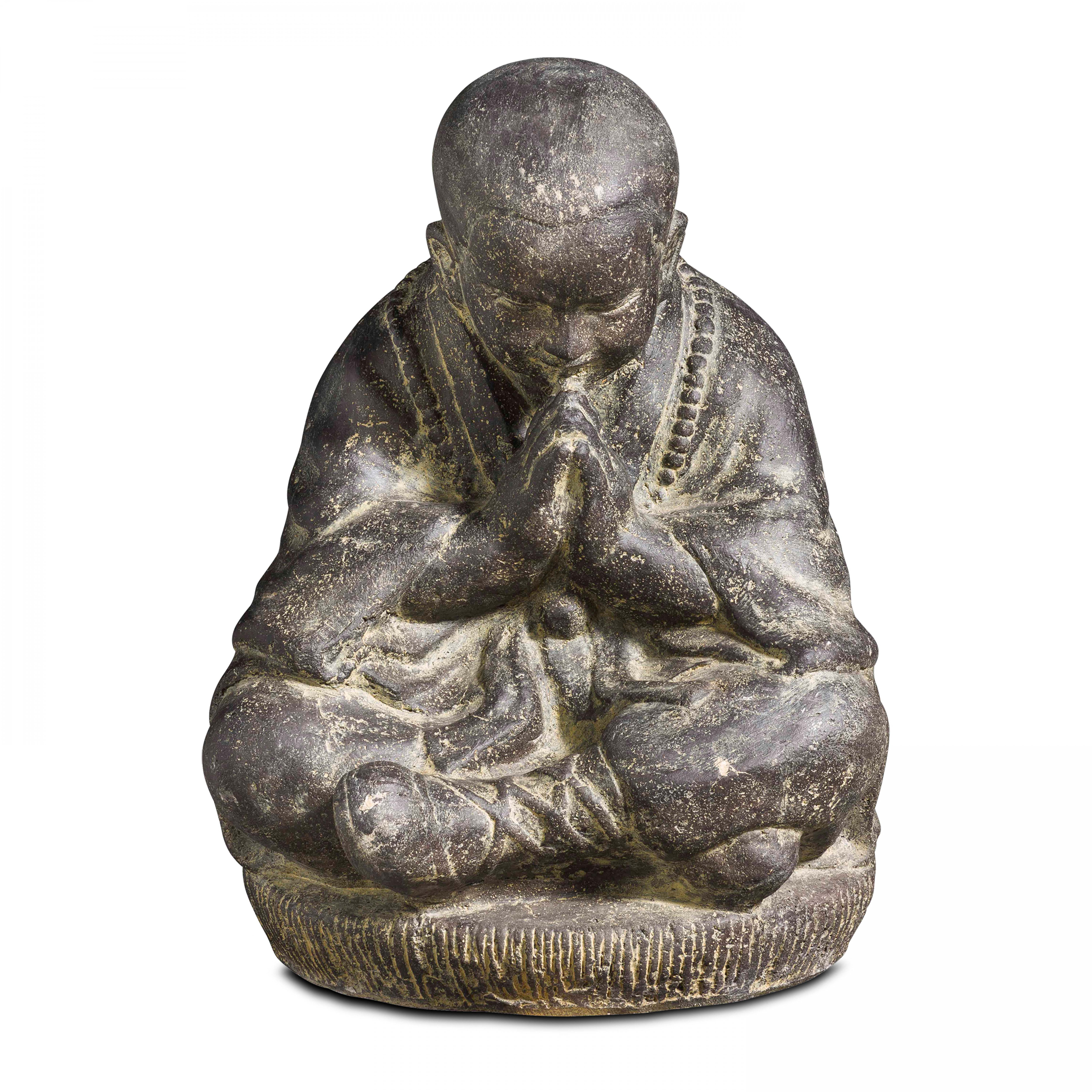 Statue de jardin moine assis 48cm en pierre