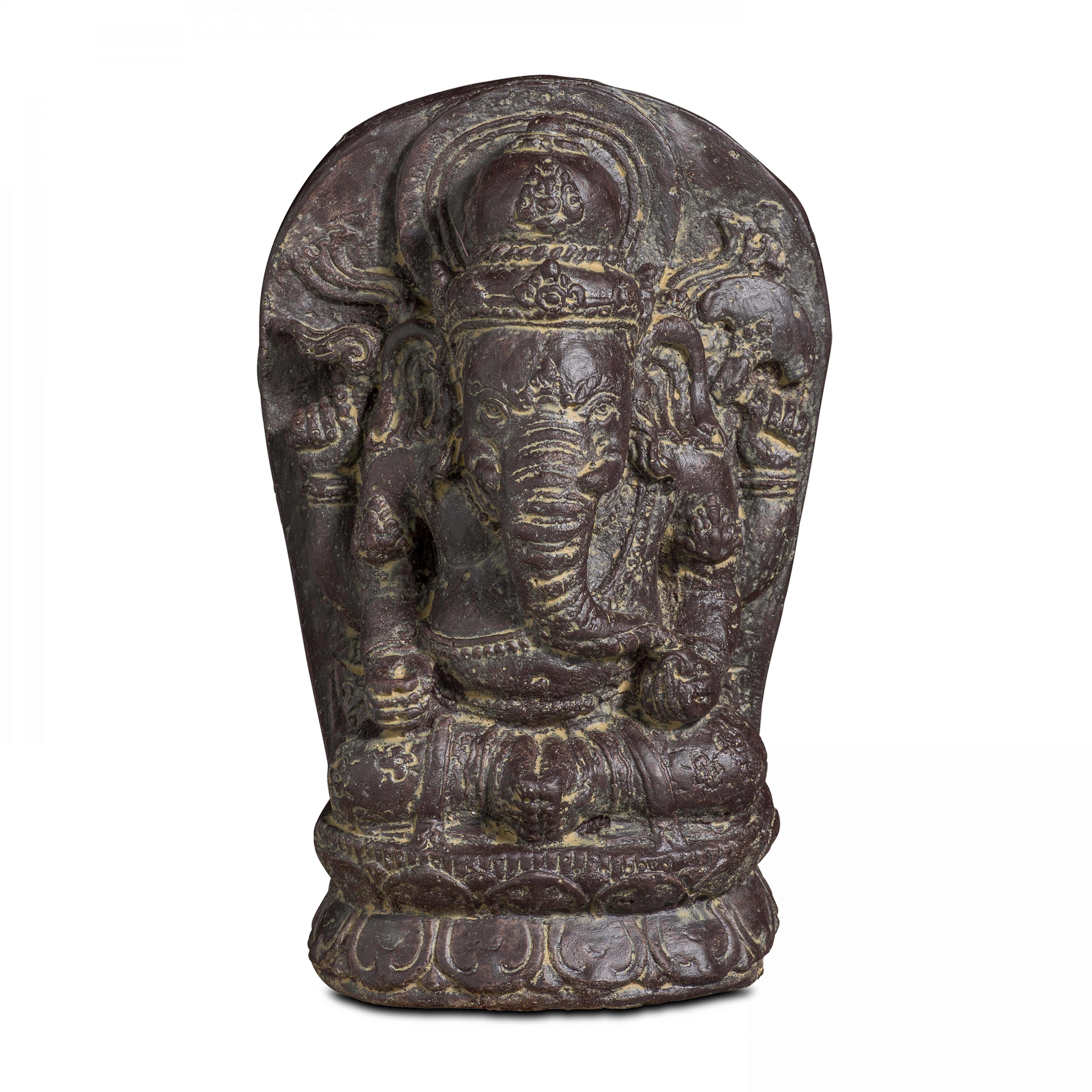 Statue de jardin en pierre Ganesh assis 30cm