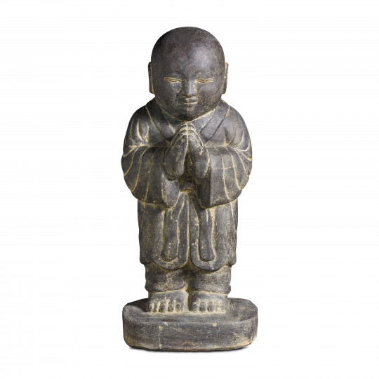 Statue de jardin moine debout en pierre 60cm