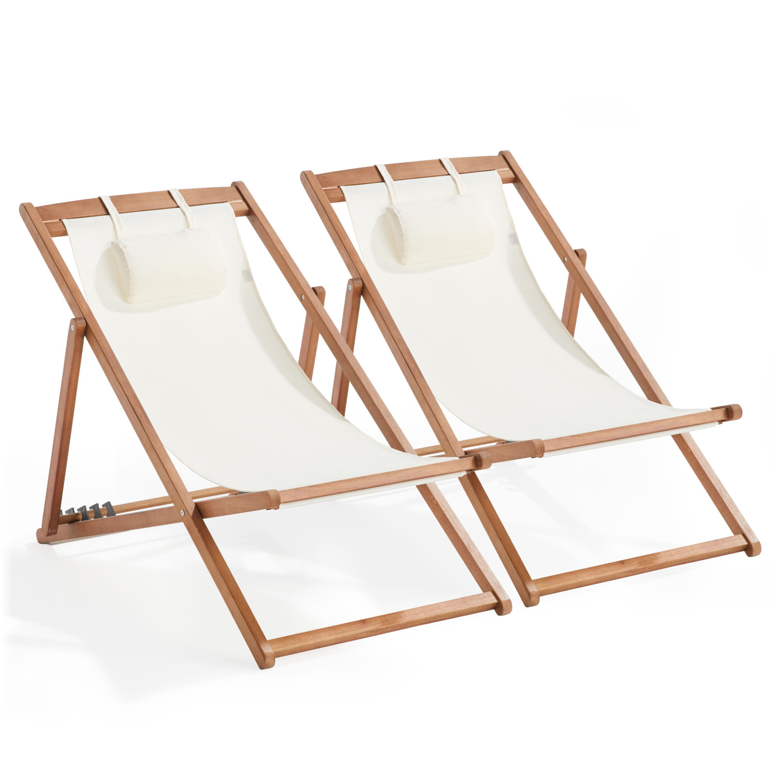 Lot de 2 chiliennes en eucalyptus inclinables