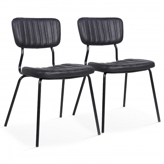 Chaises effet cuir et métal - Lot de 2 | Oviala