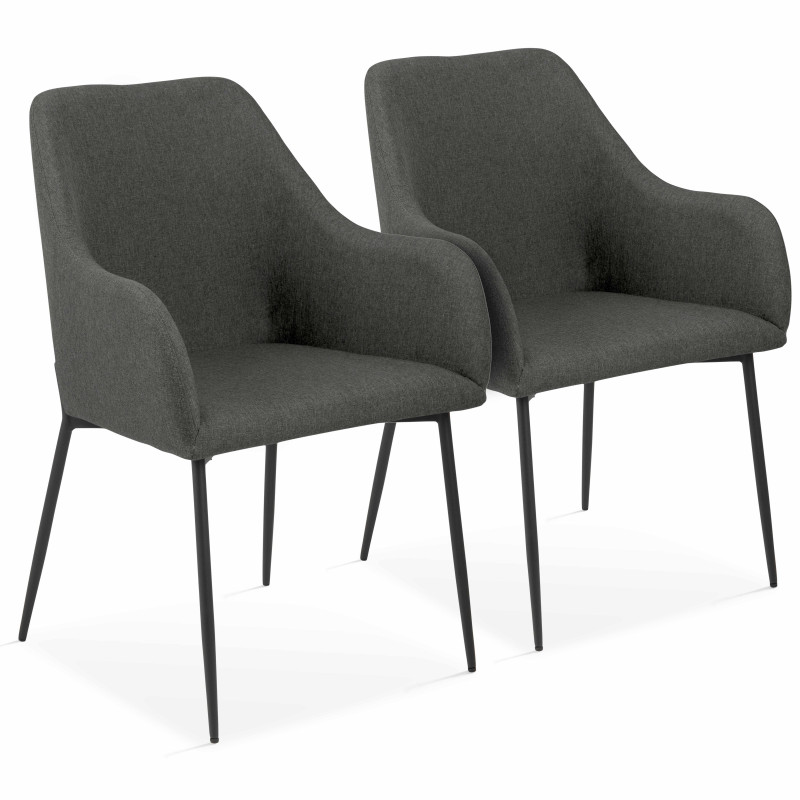 Lot de 2 chaises avec accoudoirs en tissu