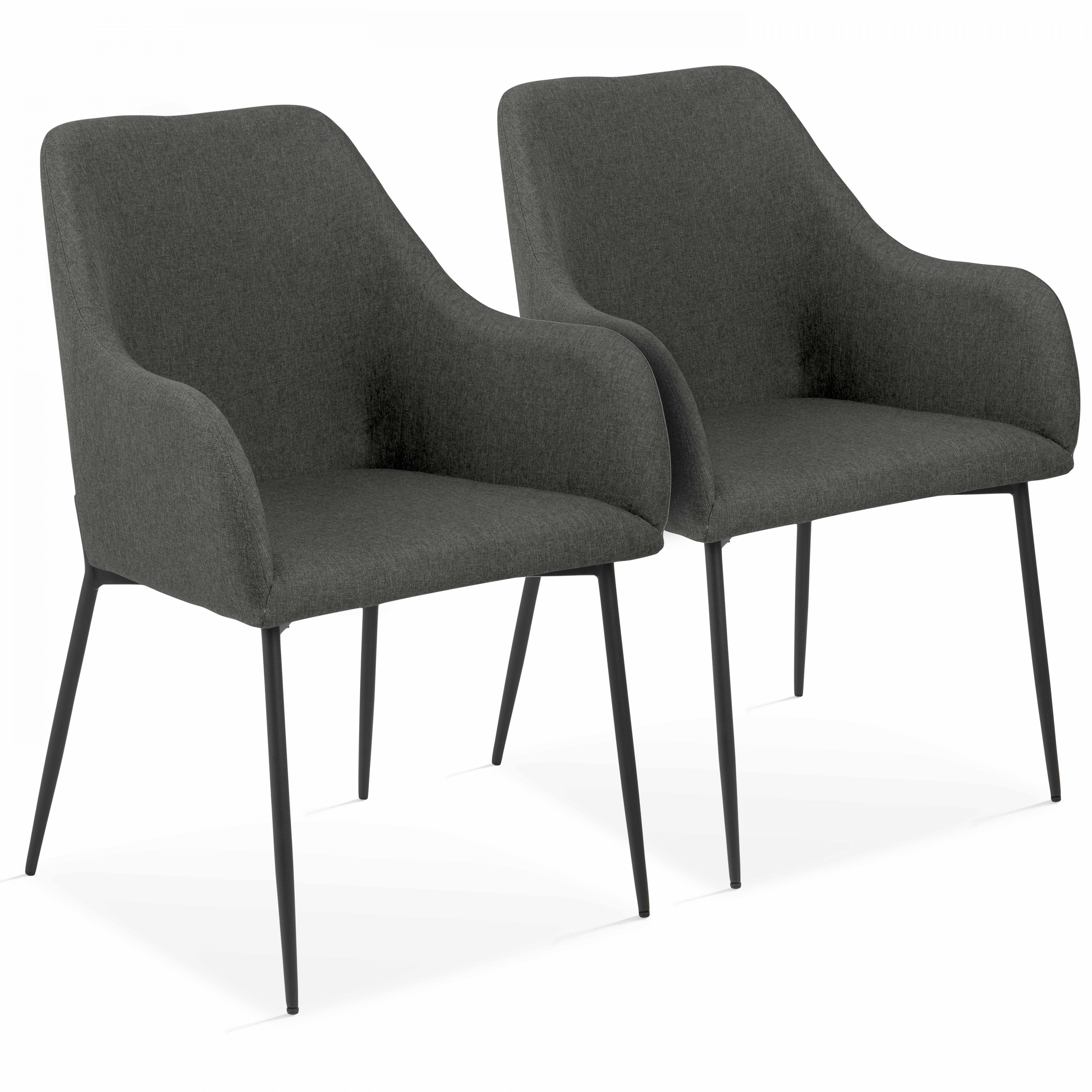 Lot de 2 chaises avec accoudoirs en tissu