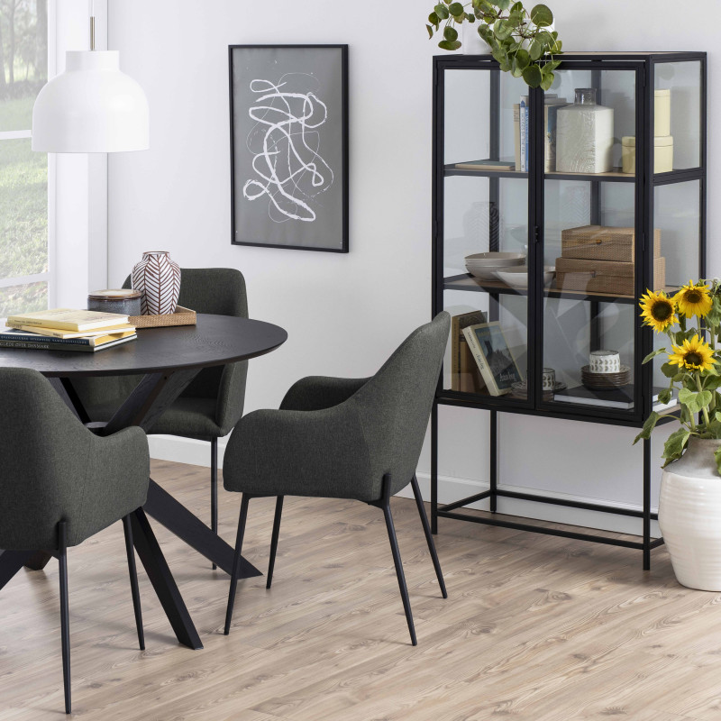 Lot de 2 chaises avec accoudoirs en tissu