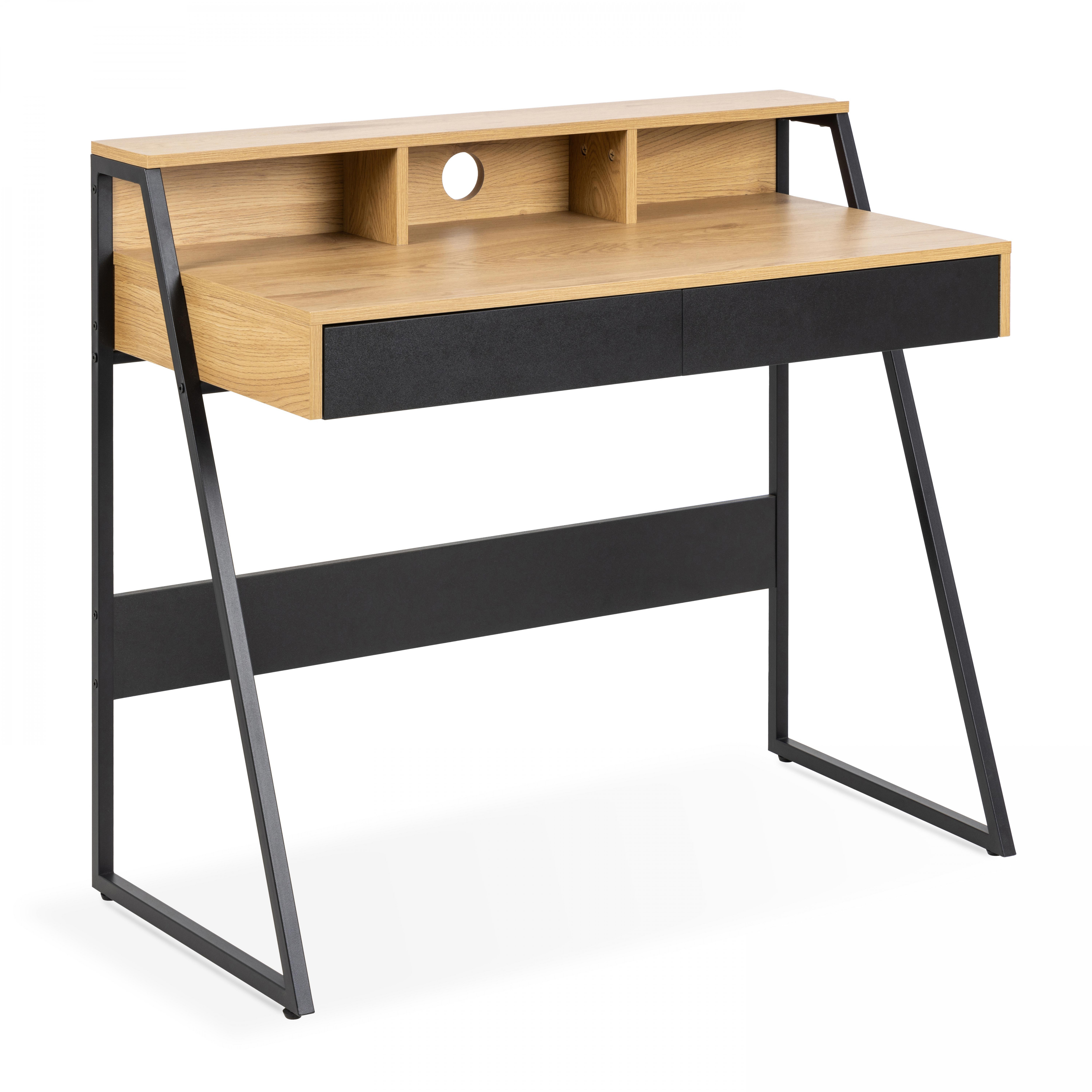 Bureau placage chêne et métal 100 x 55 cm