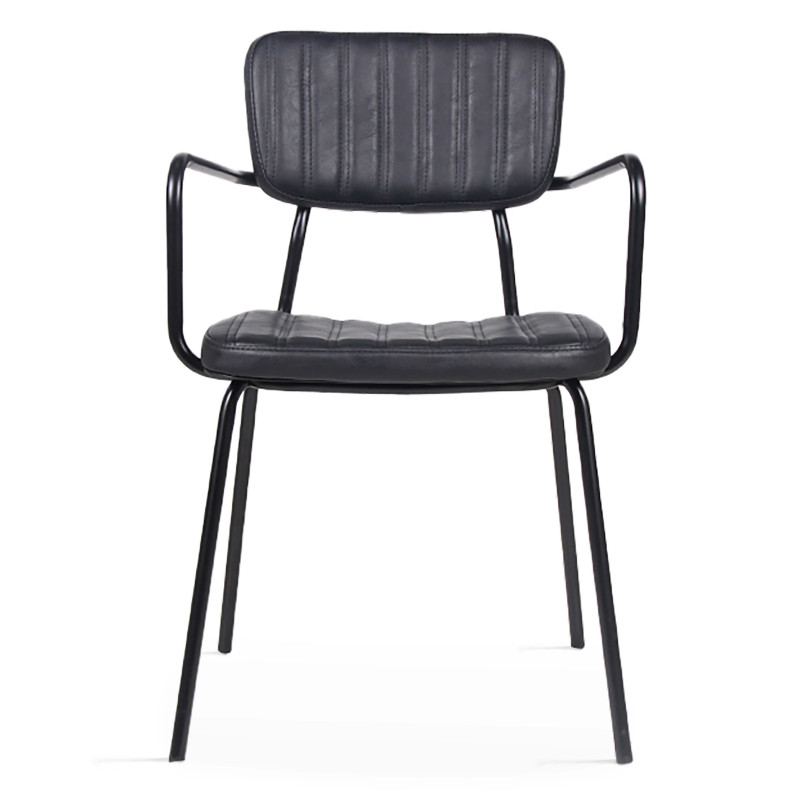 Lot de 2 chaises avec accoudoirs en cuir synthétique