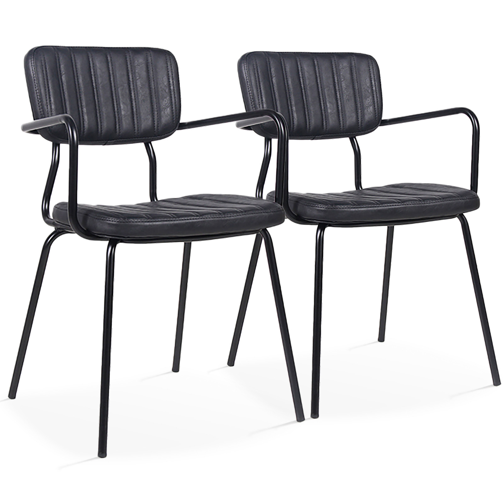 Lot de 2 chaises avec accoudoirs en cuir synthétique