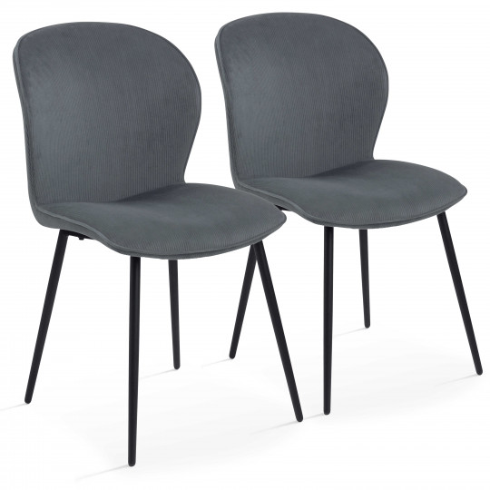 Chaises en velours côtelé et métal - Lot de 2 | Oviala