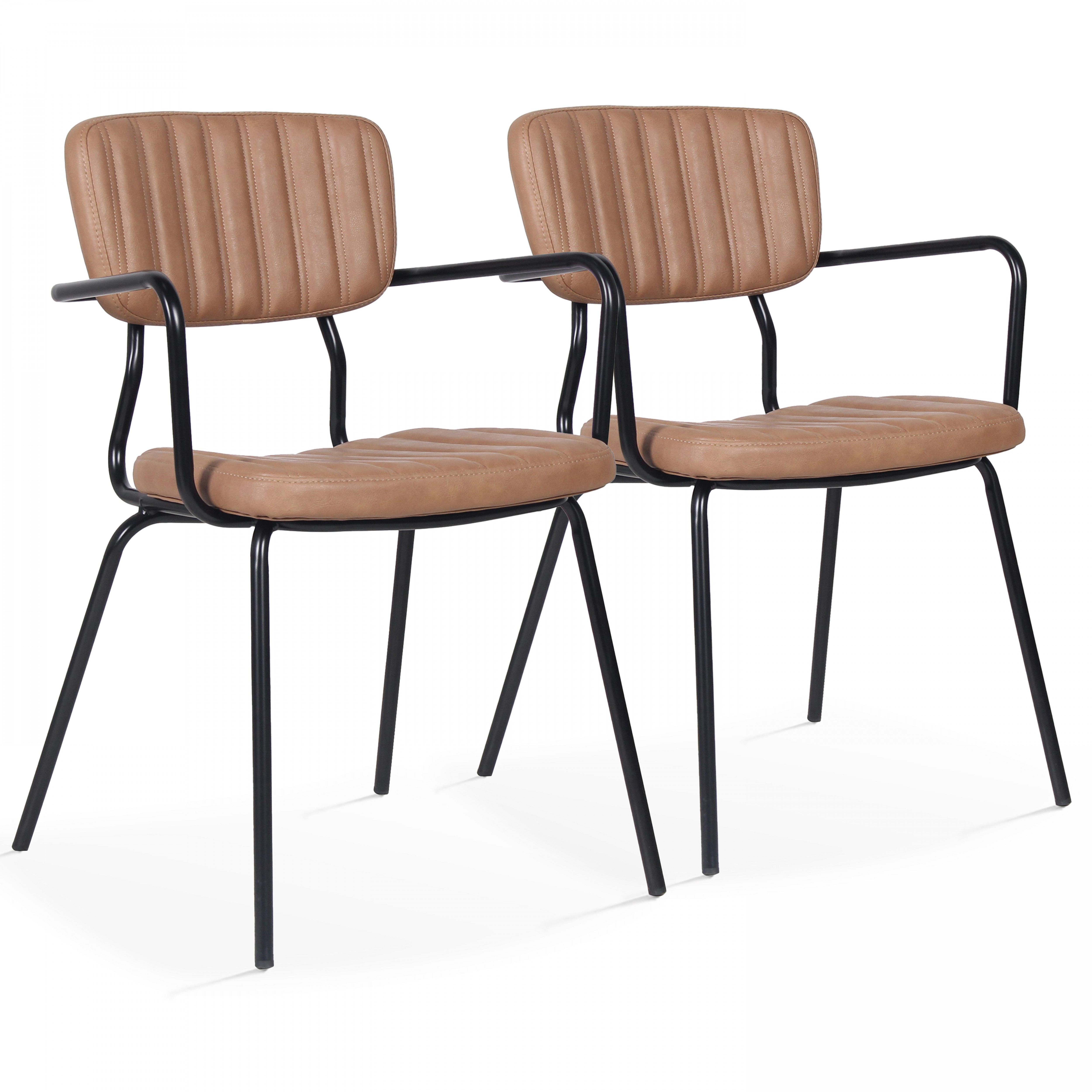 Lot de 2 chaises avec accoudoirs en cuir synthétique