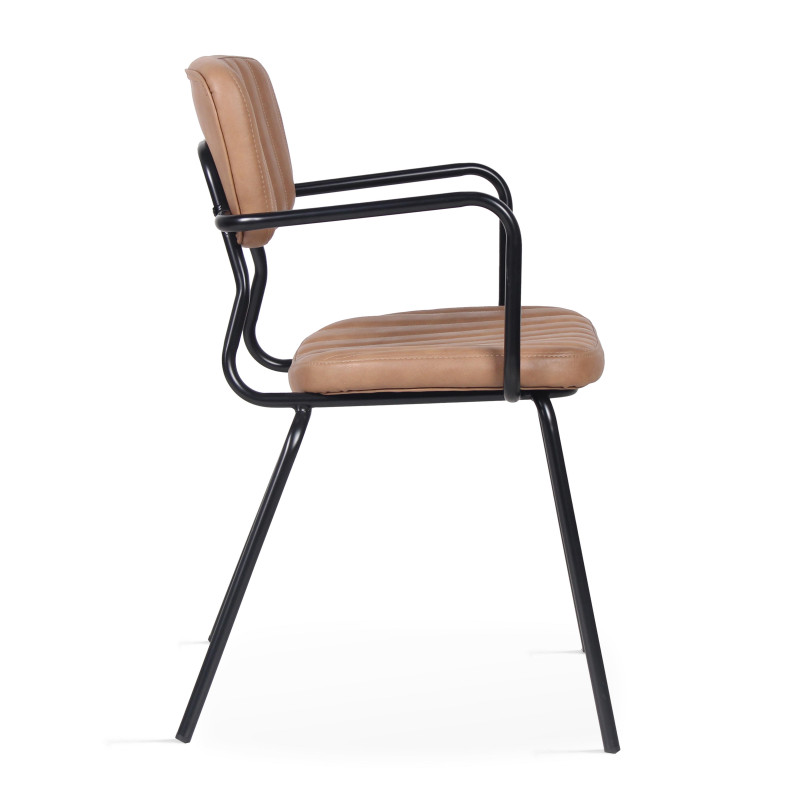 Lot de 2 chaises avec accoudoirs en cuir synthétique (3/5)