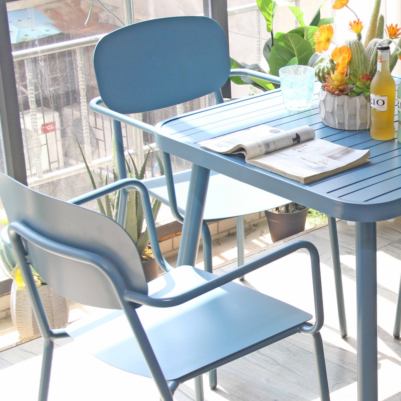 Table de jardin rectangulaire (150 x 75 x 75 cm) en aluminium (4/6)