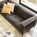 Canapé bi-matière en cuir et tissu chiné 3 places