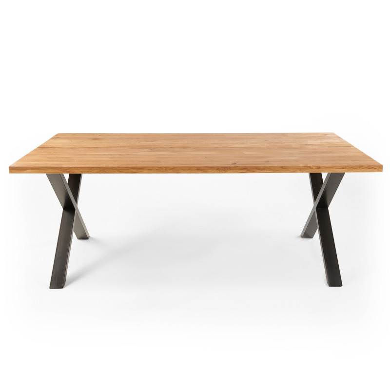 Table rectangulaire en chêne avec pieds en forme de croix