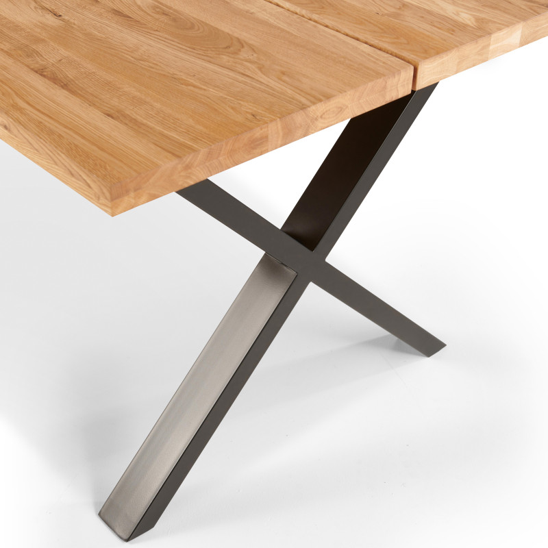 Table rectangulaire en chêne avec pieds en forme de croix