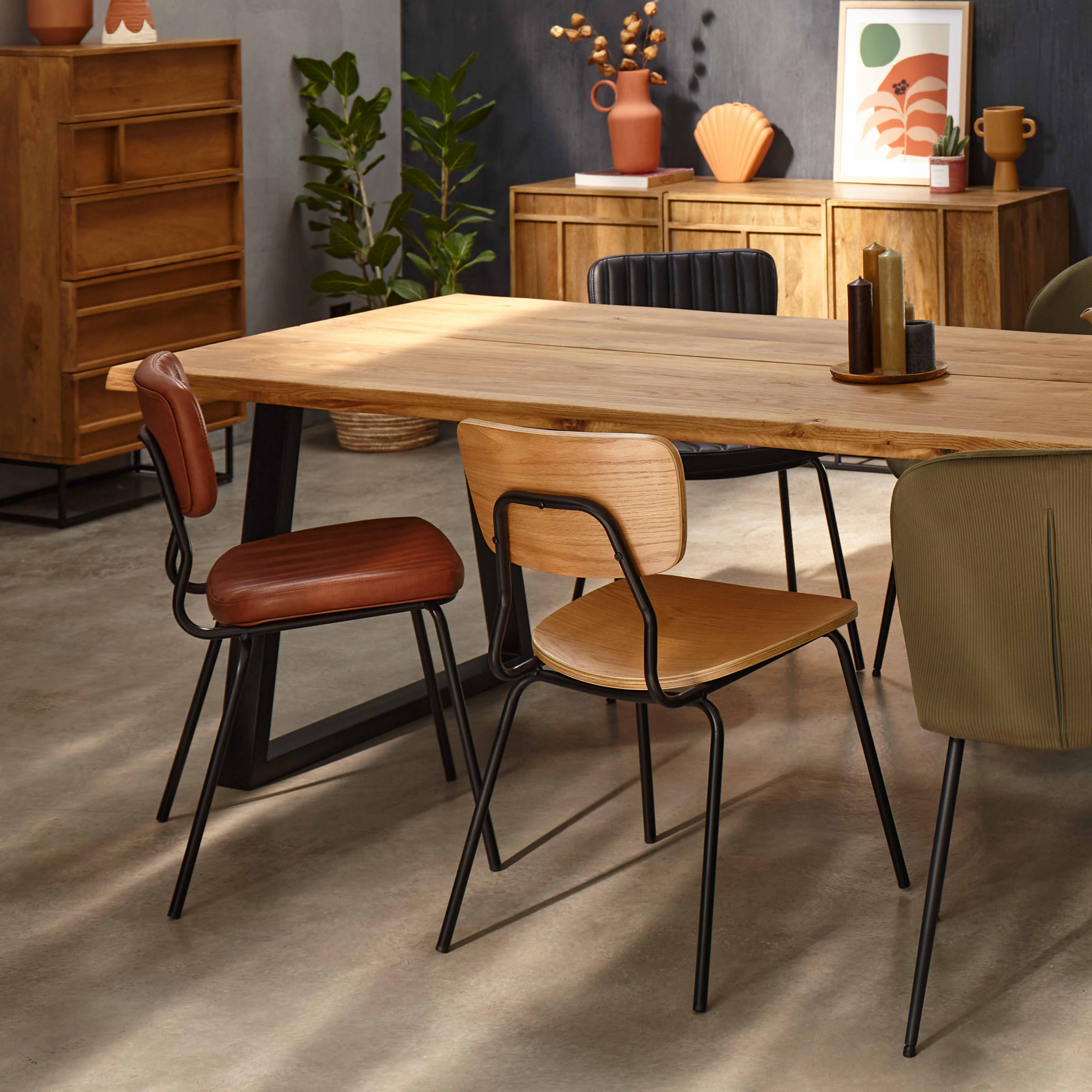 Lot de 2 chaises en bois blanc et chêne BIANCA 43cm