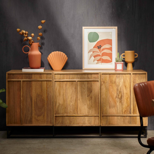 Buffet 3 portes en manguier massif 160 cm