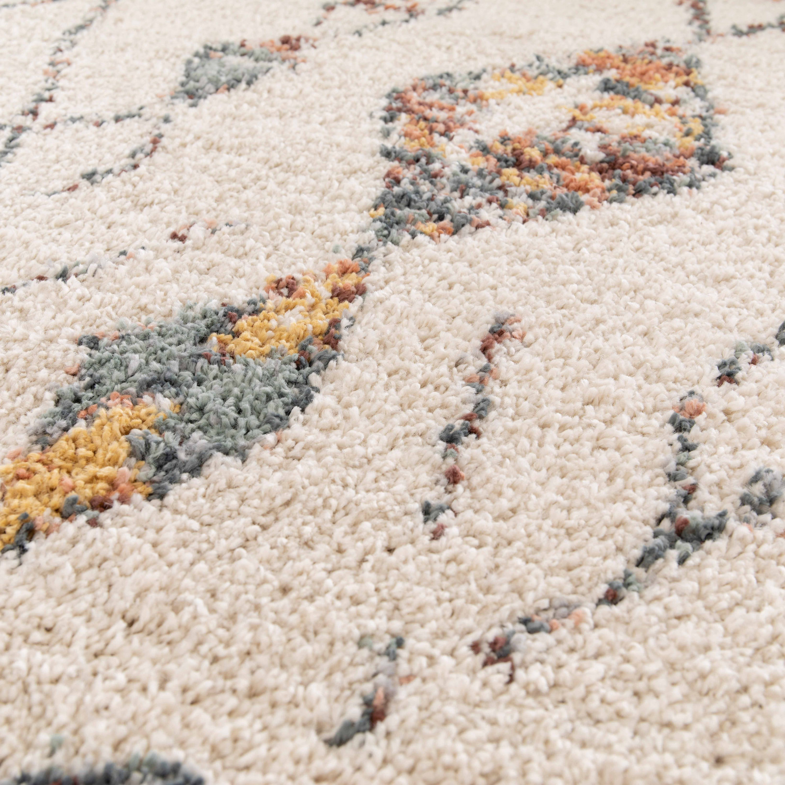 Tapis rectangulaire en polypropylène à poil long motif ethnique