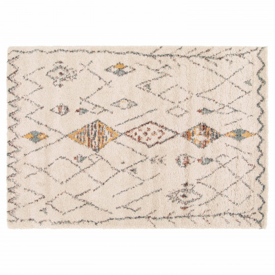 Tapis rectangulaire en polypropylène à poil long motif ethnique