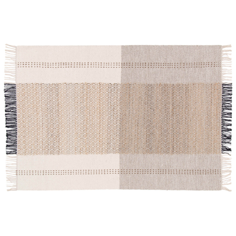 Tapis en laine et jute tissé à plat à motifs géométriques
