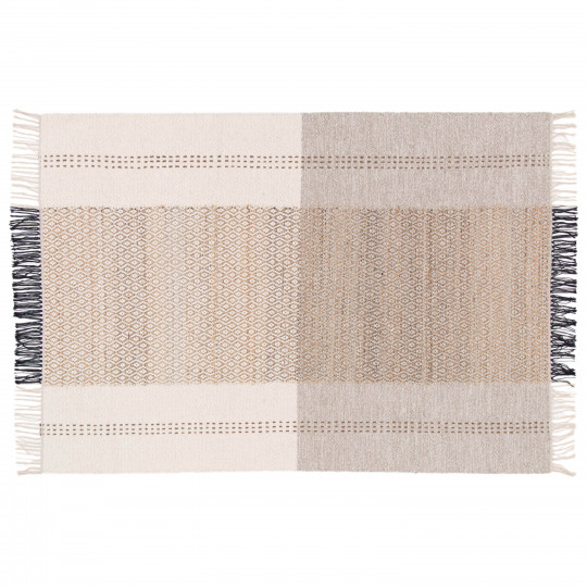 Tapis en laine et jute tissé à plat à motifs géométriques