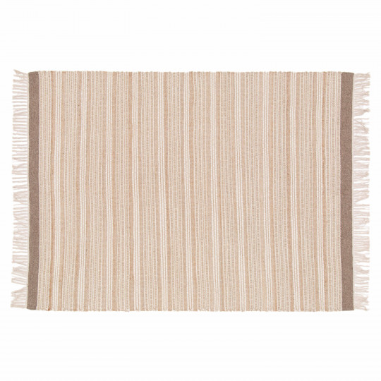 Tapis rayé en laine et jute tissé à plat