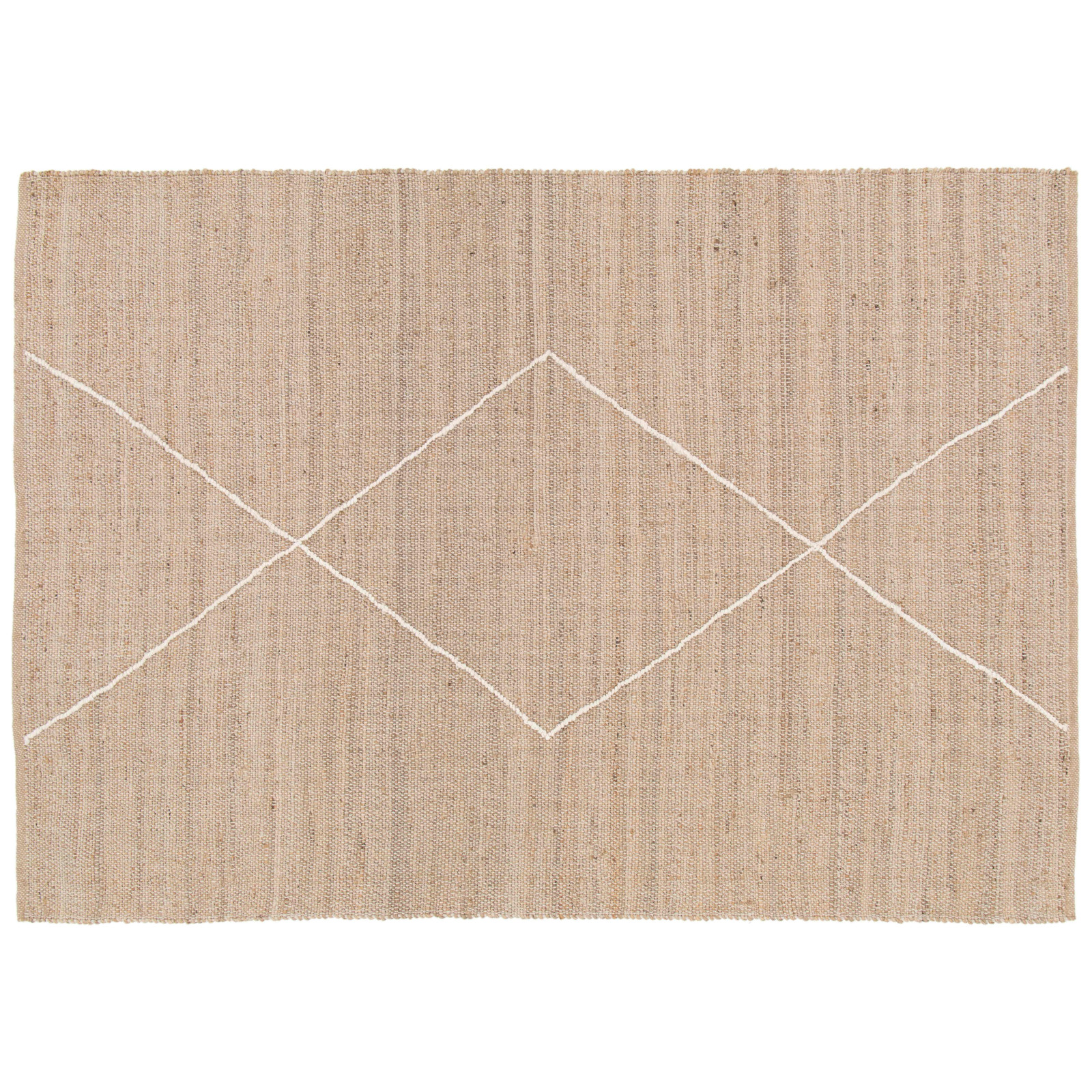 Tapis en jute naturel à motif losange tissé main