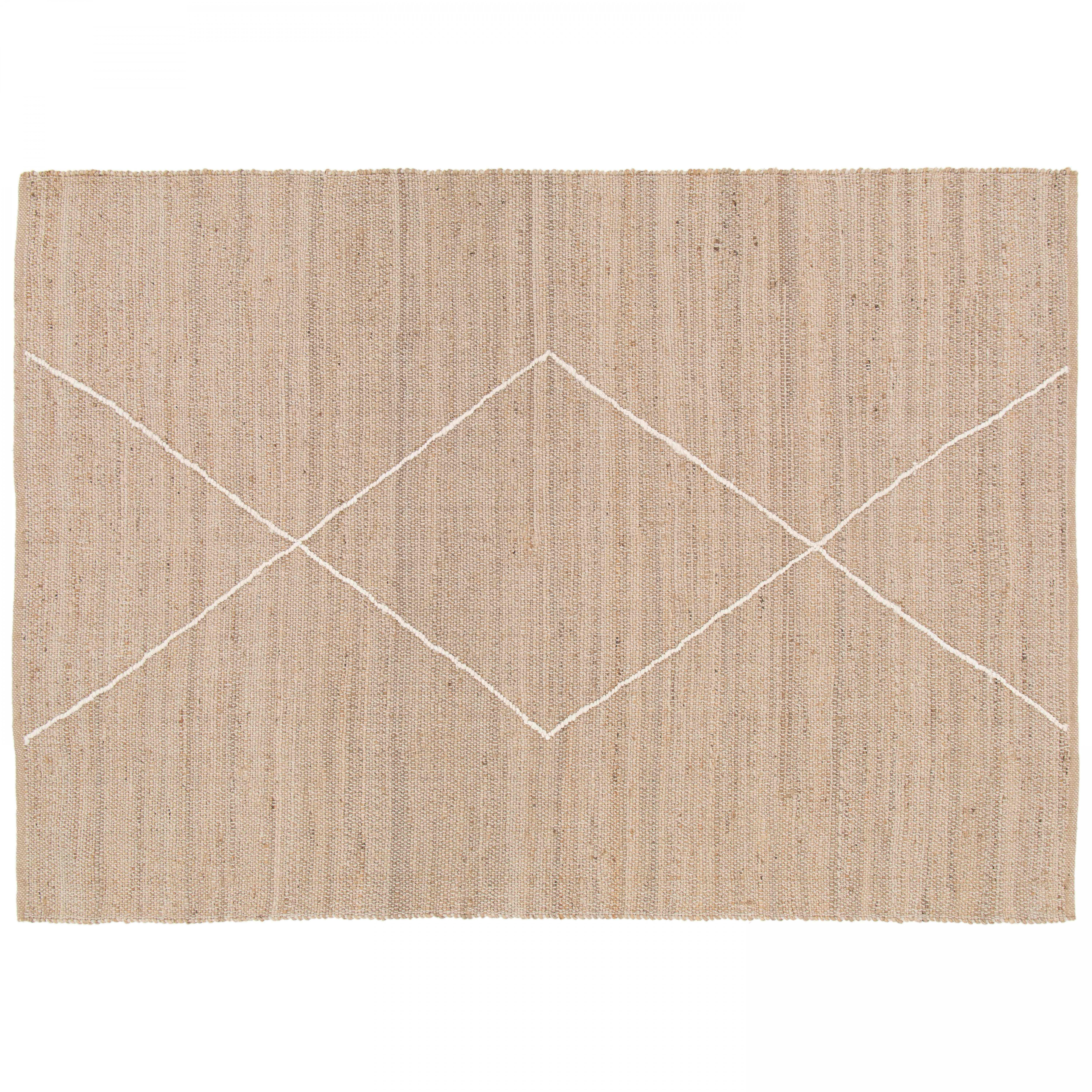 Tapis rectangulaire en jute naturel à motif losange tissé main