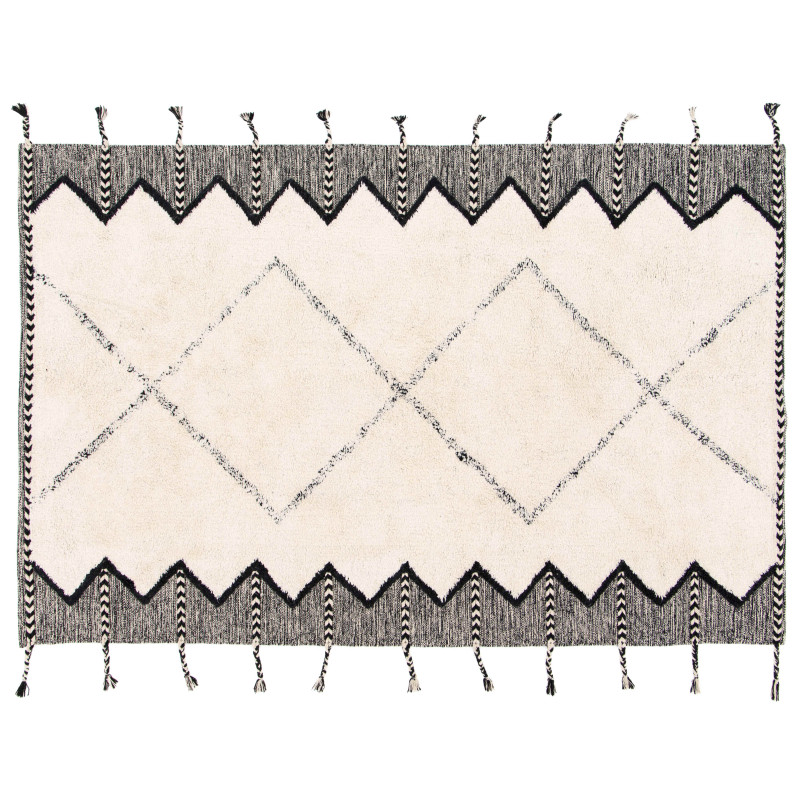 Tapis berbère en coton tufté à franges