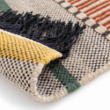 Tapis rectangulaire en laine tissé à plat avec motifs et franges