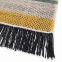 Tapis rectangulaire en laine tissé à plat avec motifs et franges