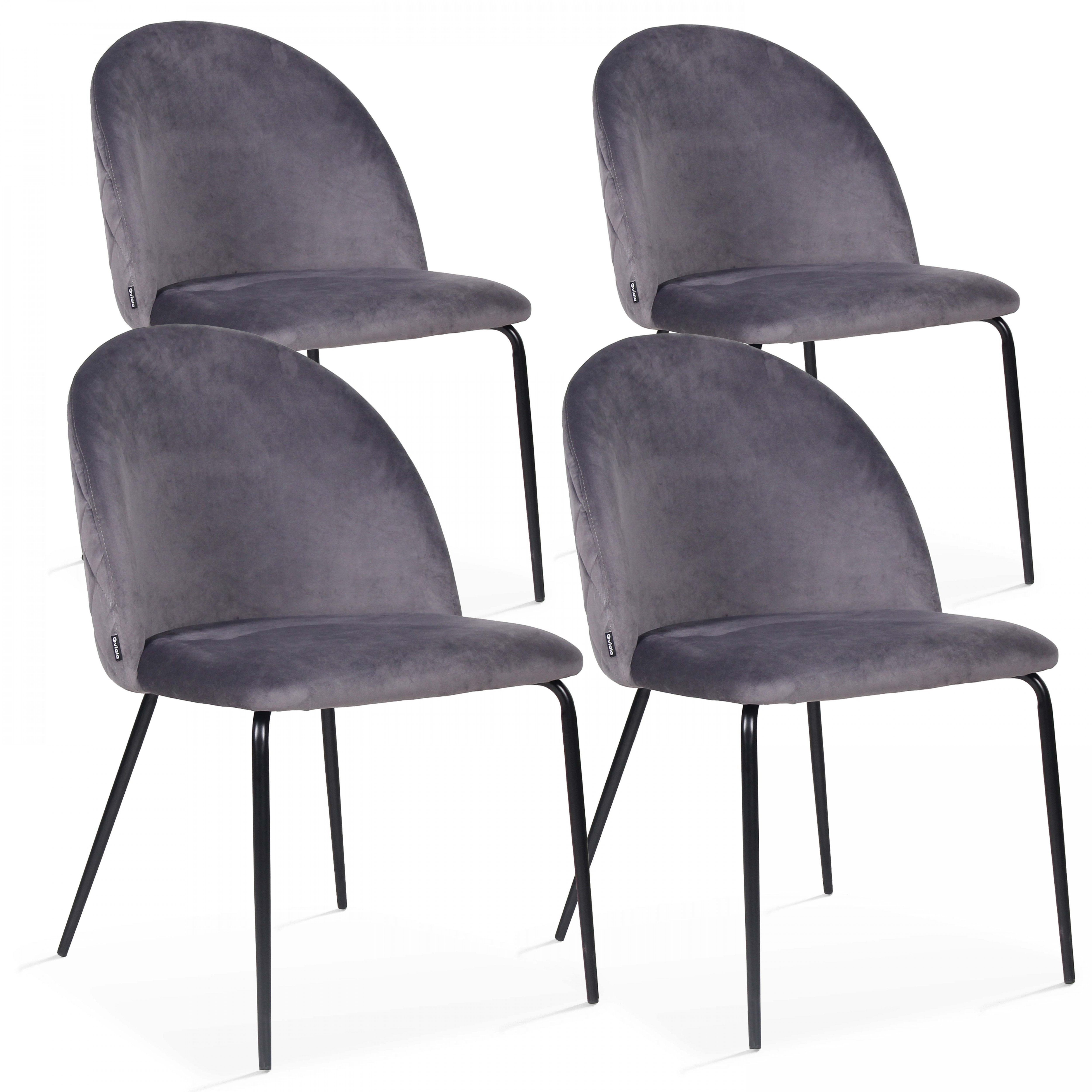 Lot de 4 chaises en velours