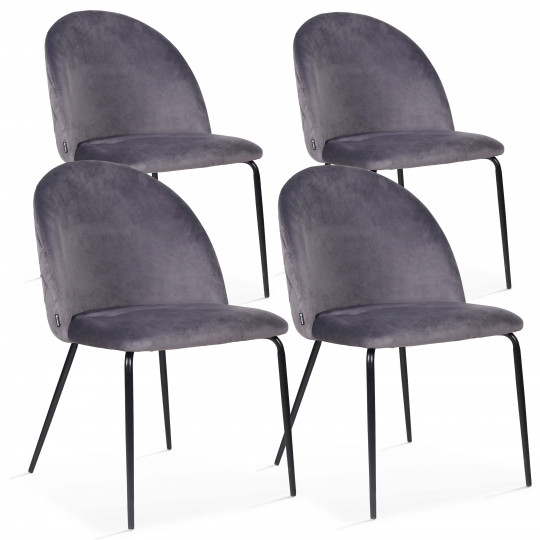 Chaises en velours et métal - Lot de 4 | Oviala