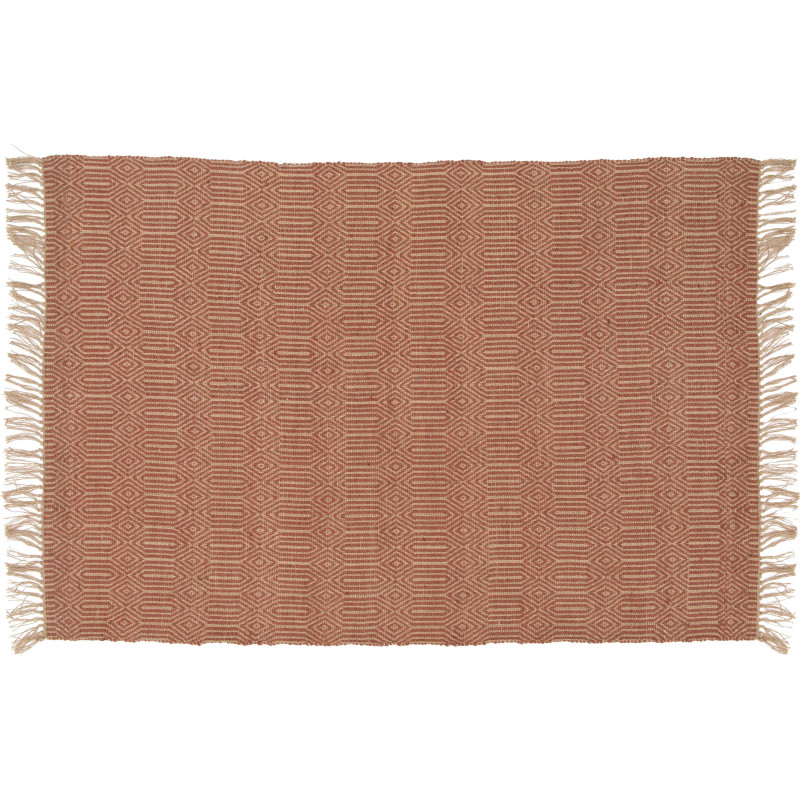 Tapis à franges en jute naturel tissé main