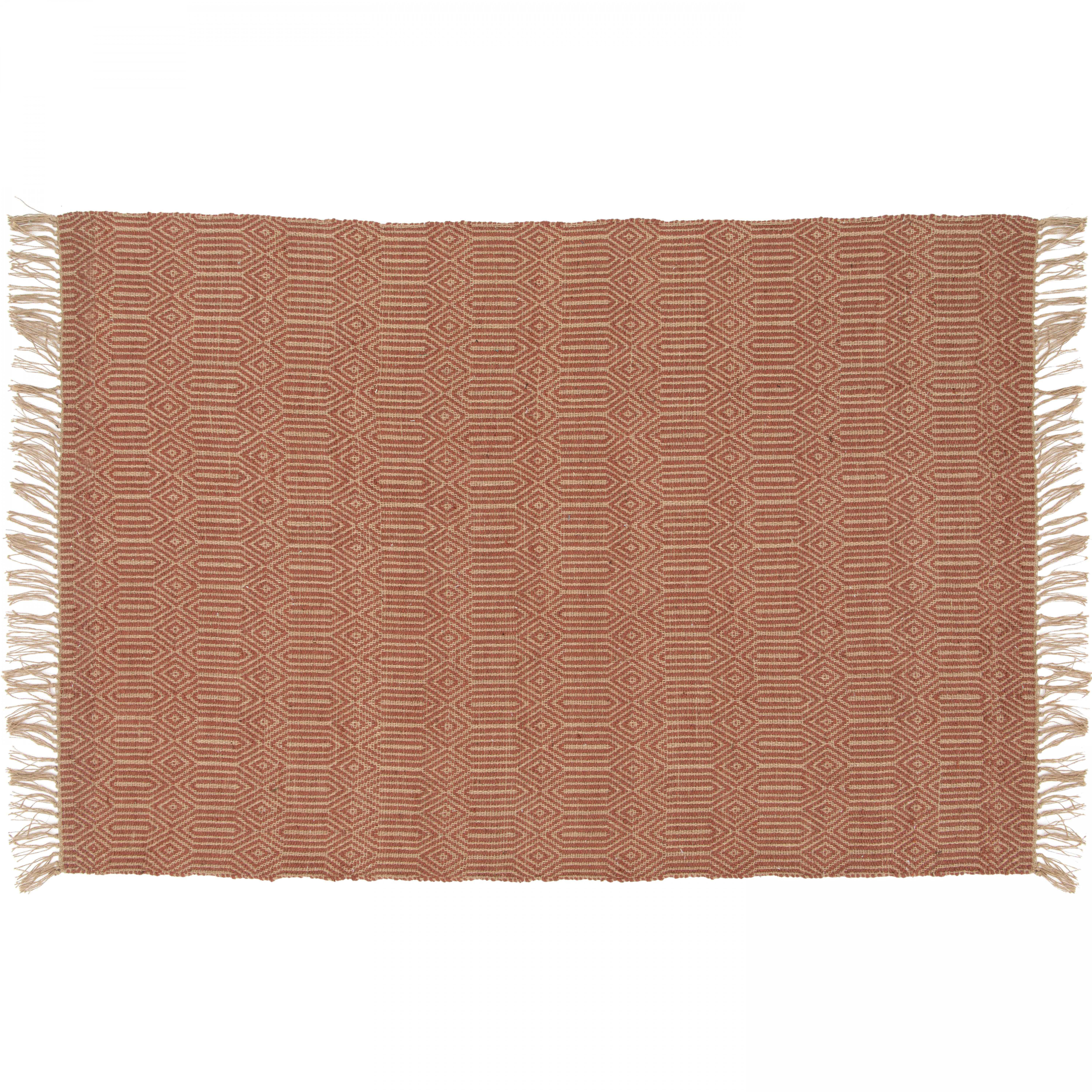 Tapis rectangulaire à franges en jute naturel tissé main