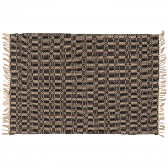 Tapis à franges en jute naturel tissé main